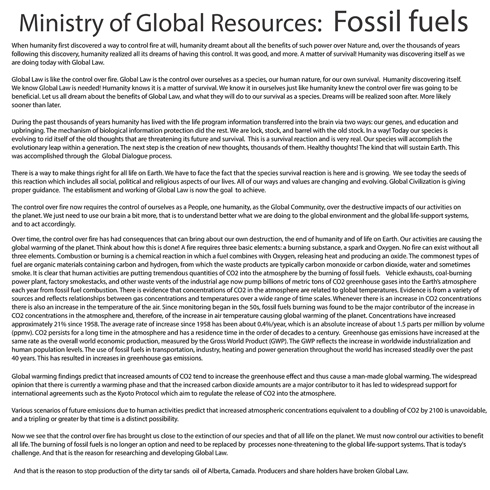 Ministry of Global Resources: Fossil fuels