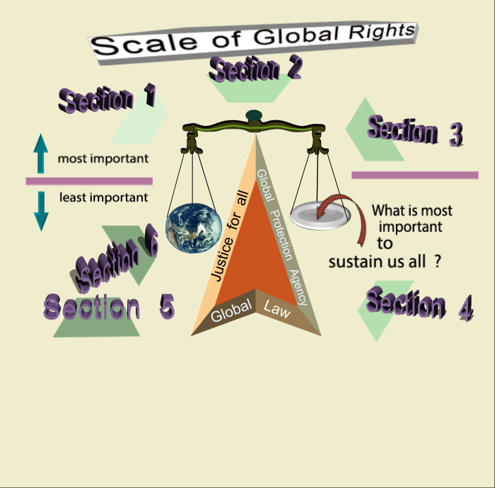 Comparison between the importance of the Universal Declaration of Human Rights and that of the Scale of Global Rights.