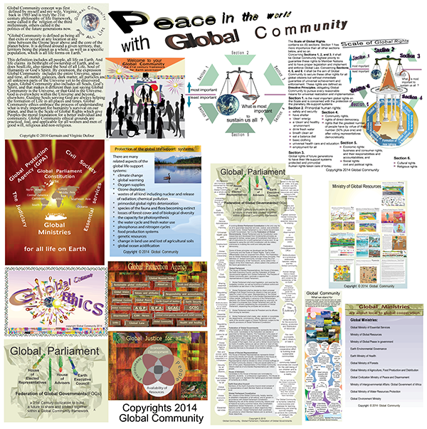  Summary image of the theme Peace in the world with Global Community.