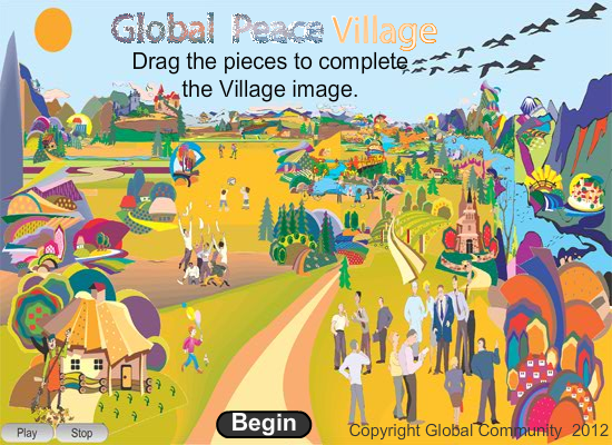 Video game of Enter Global Peace Village and put pieces together