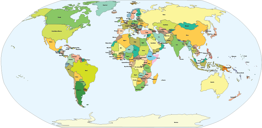 Global Community map of Earth.