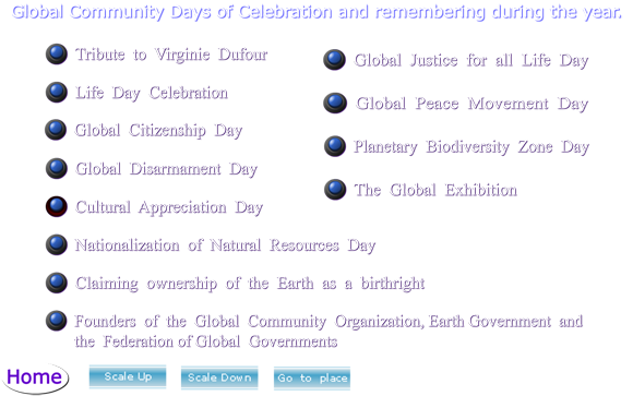 Global Community Days of Celebration and Remembering during the year