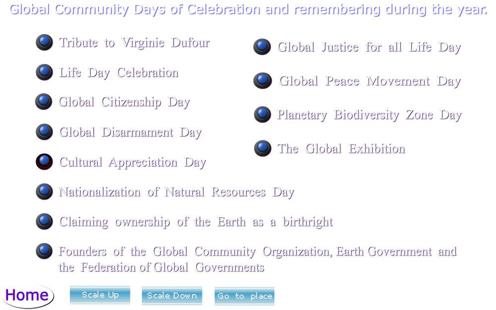 Global Community Days of Celebration and Remembering during the year